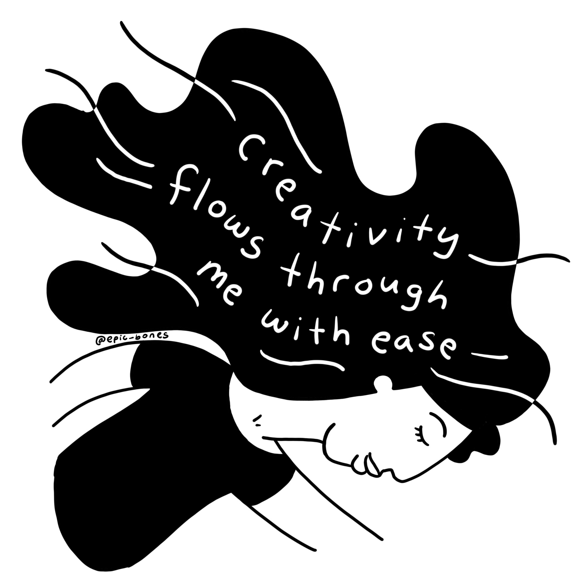 epic bones creativity flows through me with ease affirmation illustration